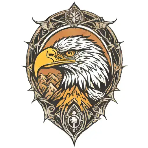 Eagle and Mountain tattoo design idea