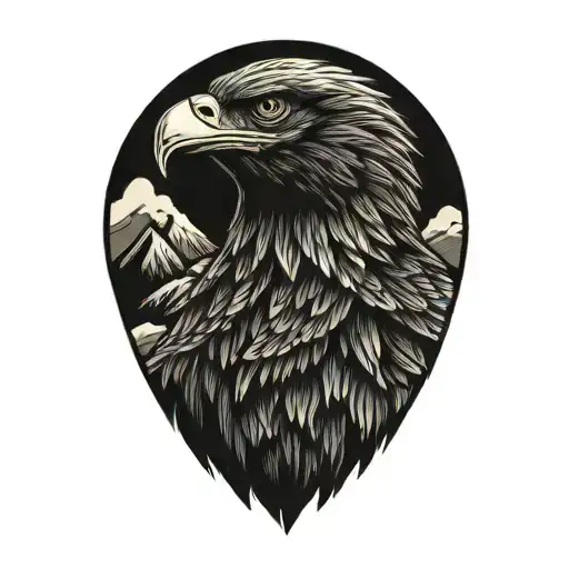 Eagle and Mountain tattoo design idea