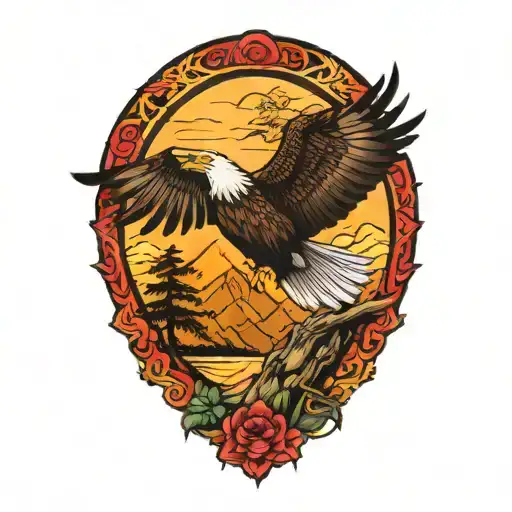 Phillipines and Eagle and Mountain Scene tattoo design idea
