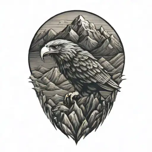 Eagle and Mountain tattoo design idea