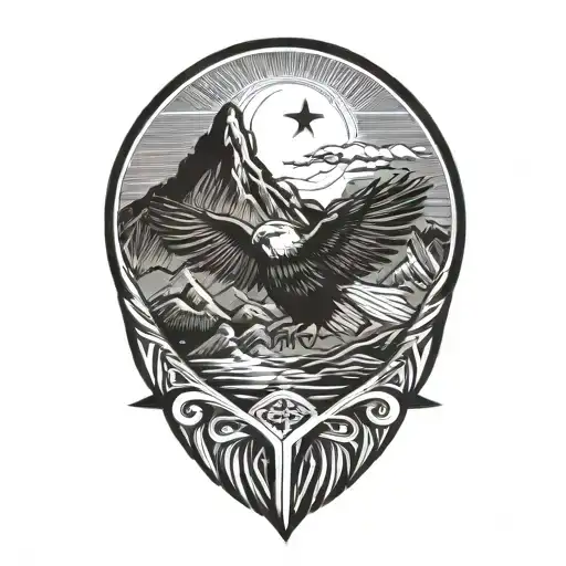 Phillippines and eagle and mountain range tattoo design idea