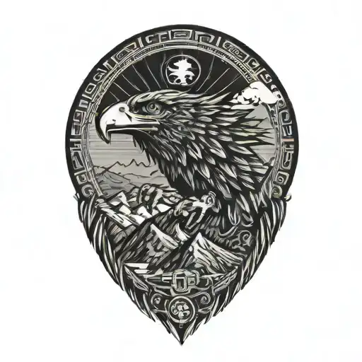 Eagle and Mountain range and Phillipines tattoo design idea