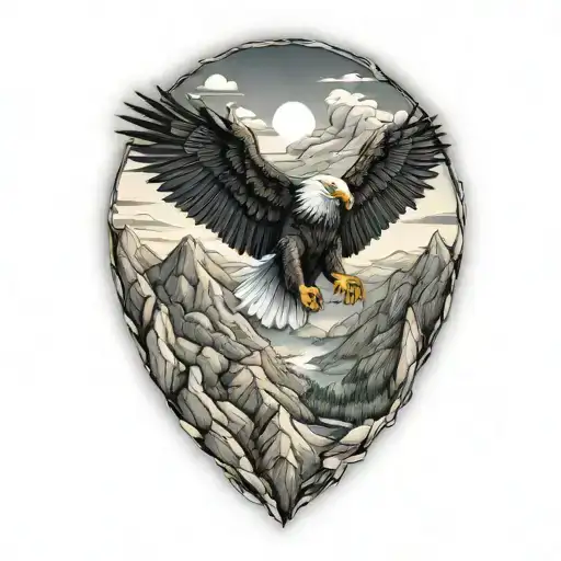 Eagle and Mountain tattoo design idea