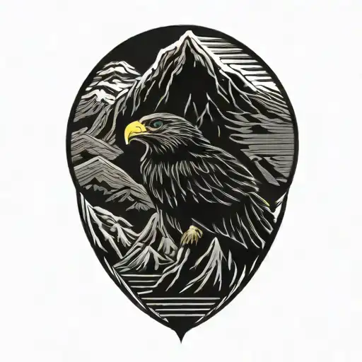 Eagle and Mountain range tattoo design idea