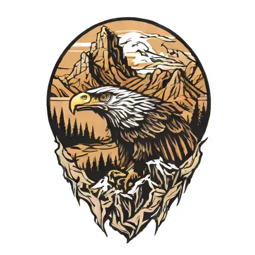 Eagle and Mountain tattoo design idea
