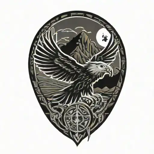 philippines and eagle and mountain range tattoo design idea