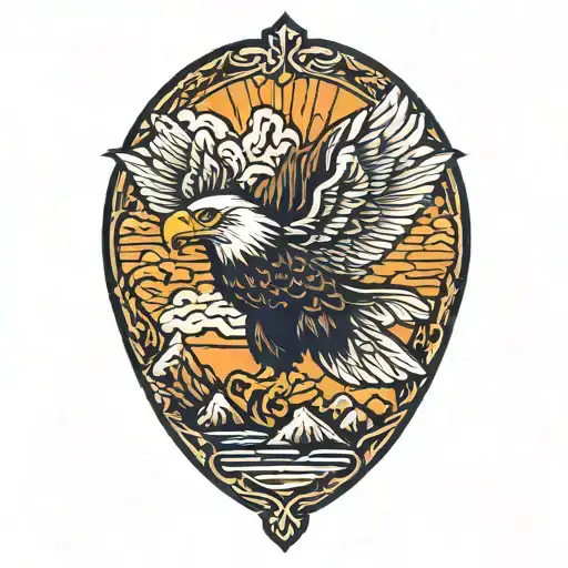 Eagle and Mountain tattoo design idea