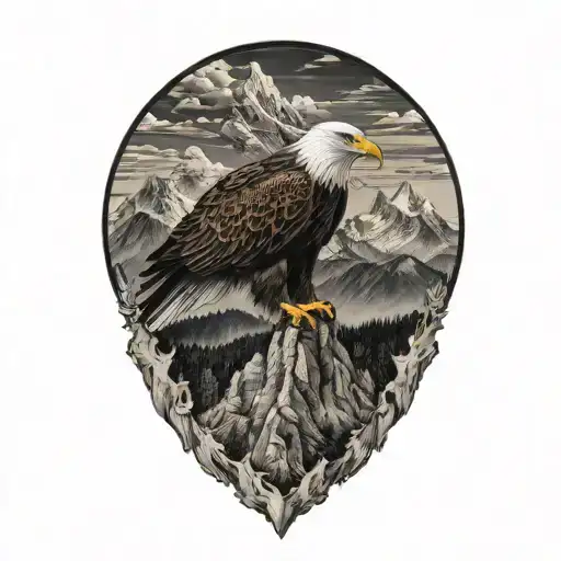 Eagle and Mountain tattoo design idea