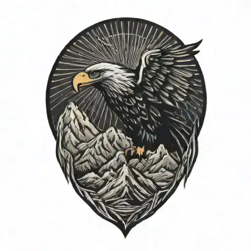Eagle and Mountain range tattoo design idea