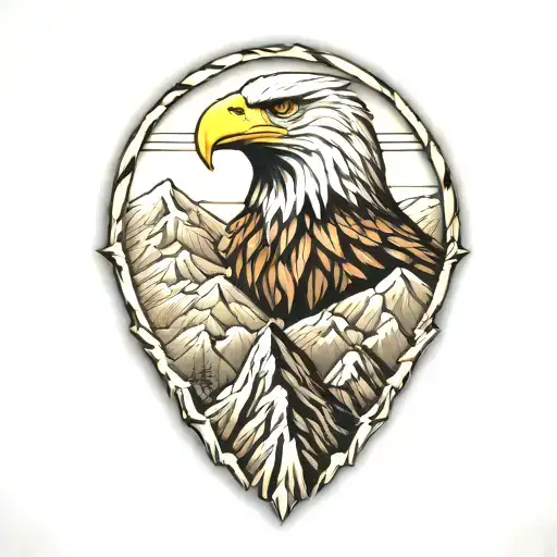 Eagle and Mountain tattoo design idea