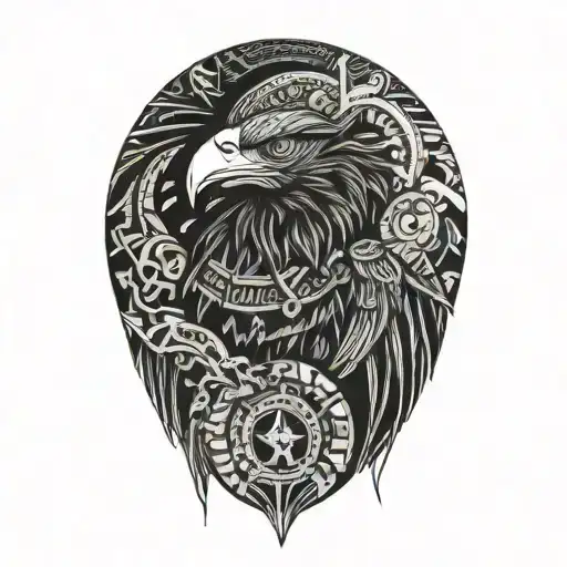 philipines and eagle and mountain range tattoo design idea