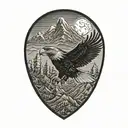Eagle and Mountain range tattoo design idea