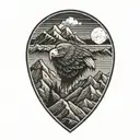 Eagle and Mountain range tattoo design idea