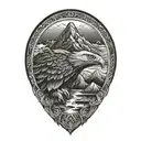 Eagle and Mountain range tattoo design idea