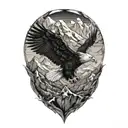 Eagle and Mountain tattoo design idea