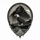 Eagle and Mountain range tattoo design idea
