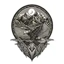Eagle and Mountain range tattoo design idea
