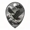 Eagle and Mountain range tattoo design idea