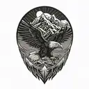 Eagle and Mountain range tattoo design idea