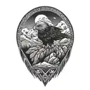 Eagle and Mountain range tattoo design idea