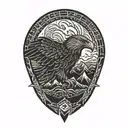 Eagle and Mountain range tattoo design idea