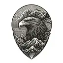 Eagle and Mountain range tattoo design idea