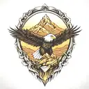 Eagle and Mountain tattoo design idea