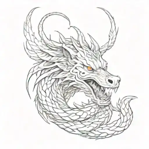 wolf snake dragon intertwined tattoo design idea