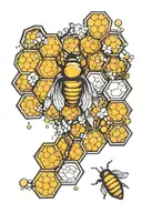 honeycomb pattern with molecular tattoo design idea