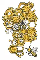 honeycomb pattern with molecular tattoo design idea