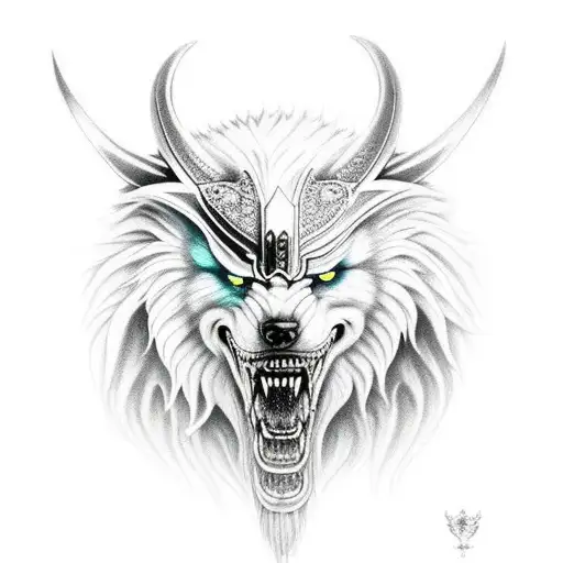 Fenrir with odin tattoo design idea