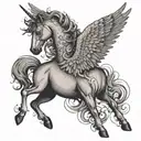 Falling pegasus horse with wings tattoo design idea