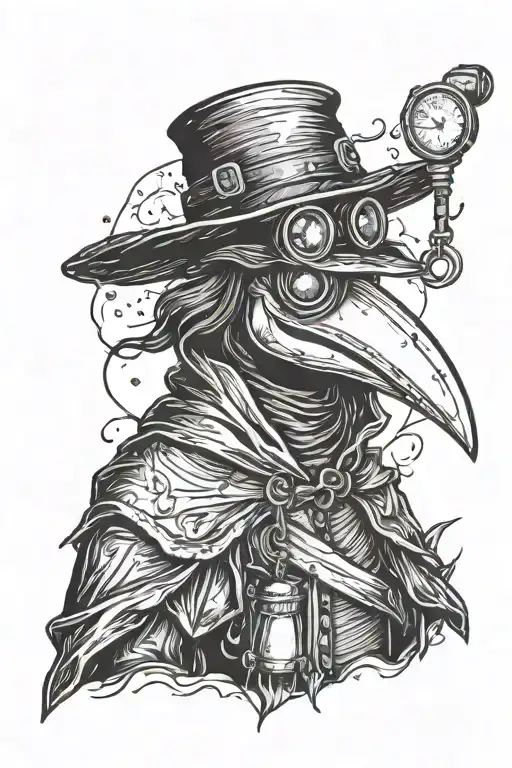 Plague Doctor with a Flashlight tattoo design idea