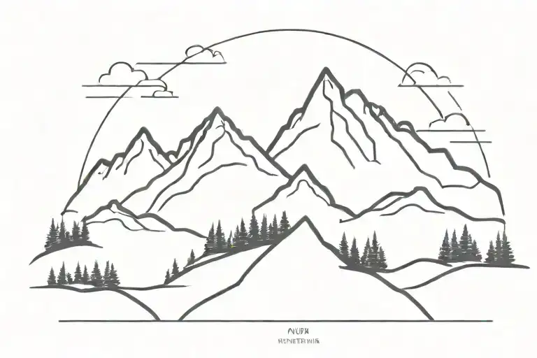 Mountain silhouette landscape tattoo design idea