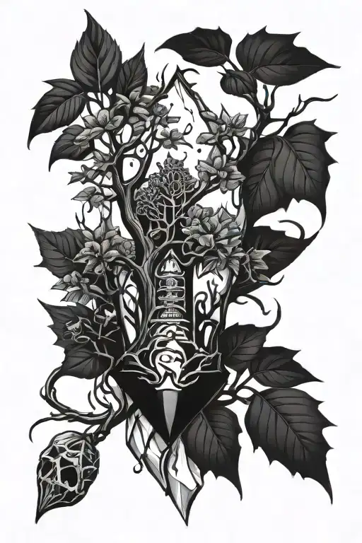 poison tree in a crystal shard  tattoo design idea