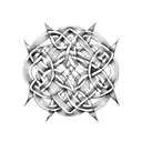 Celtic knotwork intertwined with BDSM symbols tattoo design idea