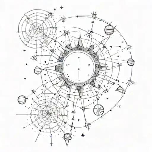 A big dapper constellation tattoo incorporating stars and fireworks tattoo design idea