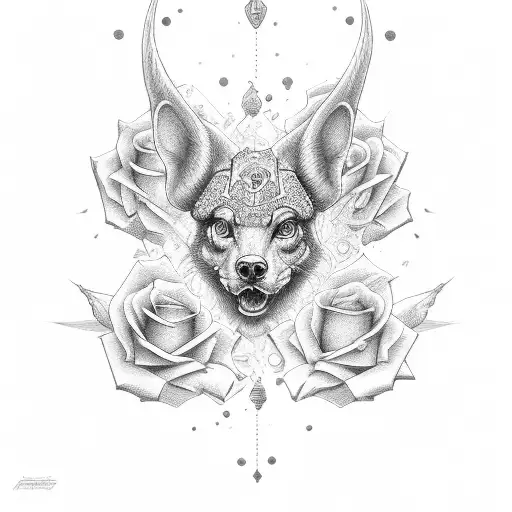 rose and pistol tattoo design idea