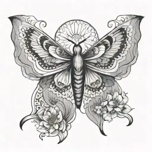 mandala with Luna moth  tattoo design idea
