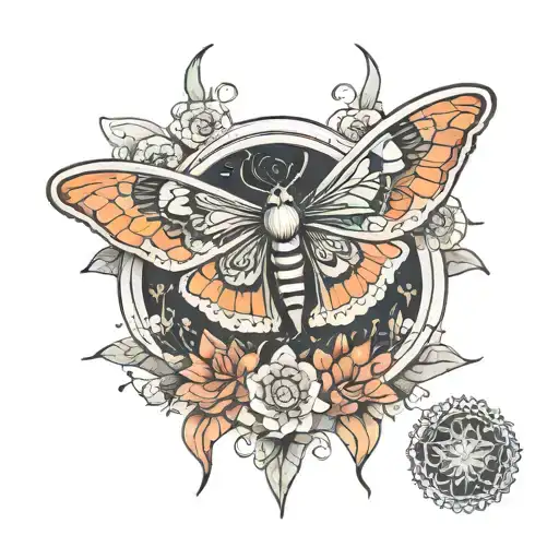 mandala with Luna moth  tattoo design idea