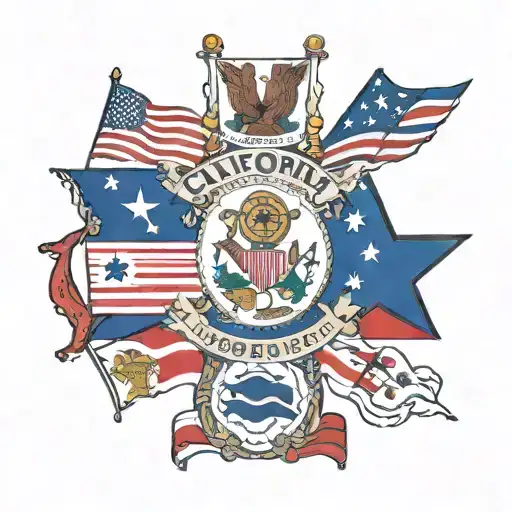 flags of California, Texas, Pennsylvania, Colorado, Utah and South Korea tattoo design idea