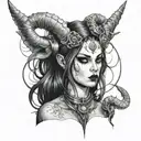 Goth Girl With Horns Wrapped tattoo design idea