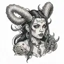 Goth Girl With Horns Wrapped tattoo design idea