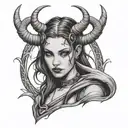 Goth Girl With Horns Wrapped tattoo design idea