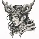 Goth Girl With Horns Wrapped tattoo design idea