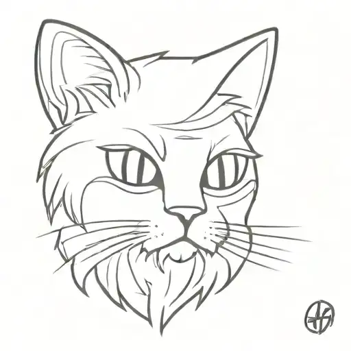 make a cartoon tattoo of a cat with beard, minimalist, little,cute tattoo design idea