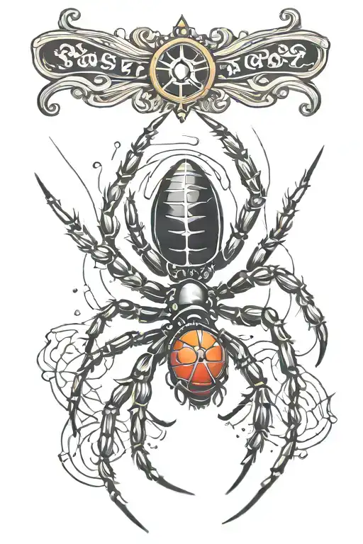 Black widow spider tattoo design idea