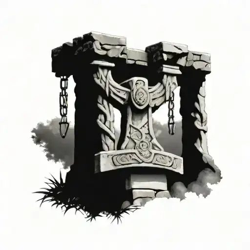 thors hammer Freya bind ruins tattoo design idea