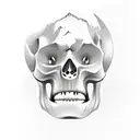 Graphite drawing of a Japanese landscape with a hidden skull tattoo design idea