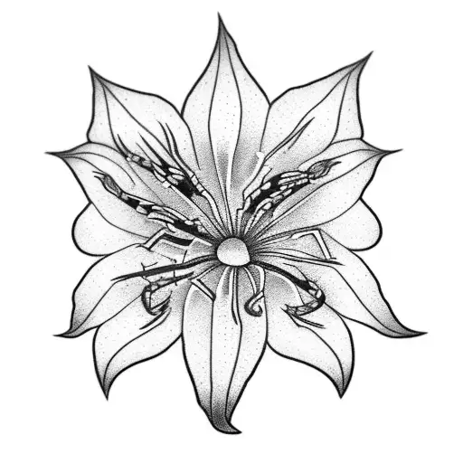 Spider lily snake  tattoo design idea